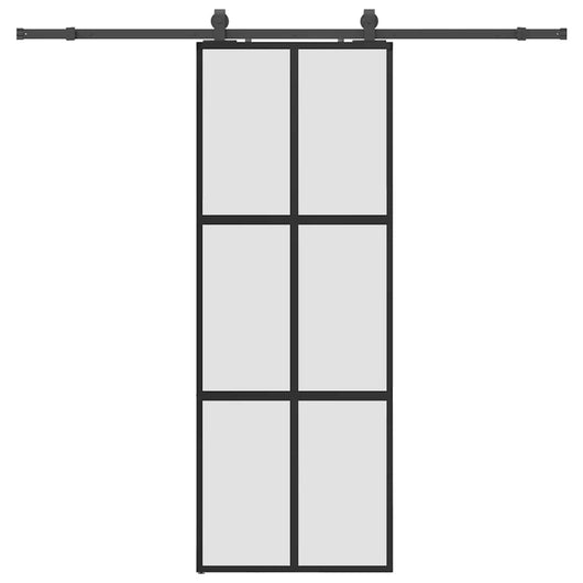 vidaXL Porta Scorrevole Set Ferramenta Nera 76x205 cm Vetro Temperato