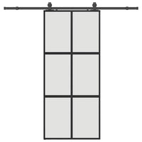 Porta Scorrevole Set Ferramenta Nera 90x205 cm Vetro Temperato 3375961