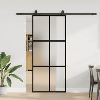 vidaXL Porta Scorrevole Set Ferramenta Nera 90x205 cm Vetro Temperato