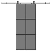 vidaXL Porta Scorrevole Set Ferramenta Nera 90x205 cm Vetro Temperato