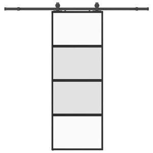 Porta Scorrevole Set Ferramenta Nera 76x205 cm Vetro Temperato 3375969