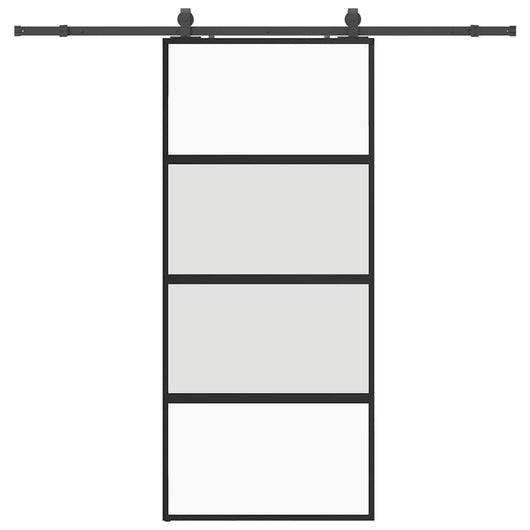 vidaXL Porta Scorrevole Set Ferramenta Nera 90x205 cm Vetro Temperato