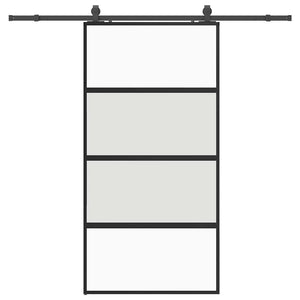 Porta Scorrevole Ferramenta Nera 102,5x205 cm Vetro Temperato