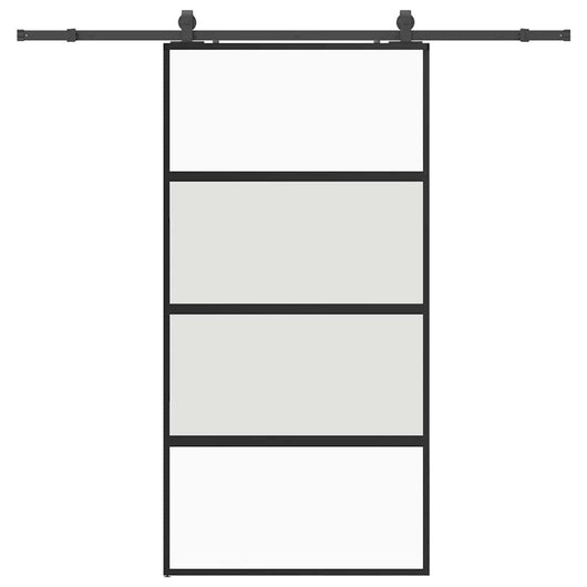 Porta Scorrevole Ferramenta Nera 102,5x205 cm Vetro Temperato