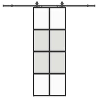 Porta Scorrevole Set Ferramenta Nera 76x205 cm Vetro Temperato 3375972