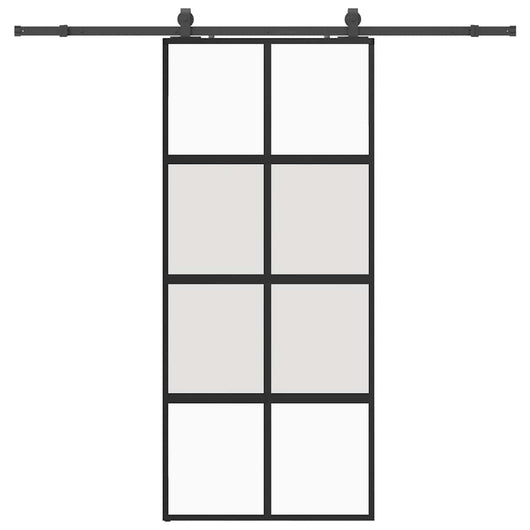 vidaXL Porta Scorrevole Set Ferramenta Nera 90x205 cm Vetro Temperato