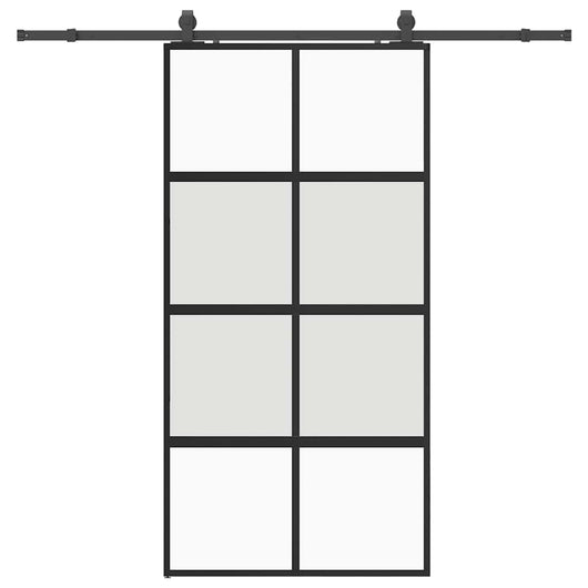 Porta Scorrevole Ferramenta Nera 102,5x205 cm Vetro Temperato