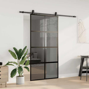 vidaXL Porta Scorrevole Ferramenta Nera 102,5x205 cm Vetro Temperato