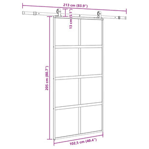 Porta Scorrevole Ferramenta Nera 102,5x205 cm Vetro Temperato 3375977