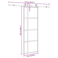 Porta Scorrevole Set Ferramenta Nera 76x205 cm Vetro Temperato