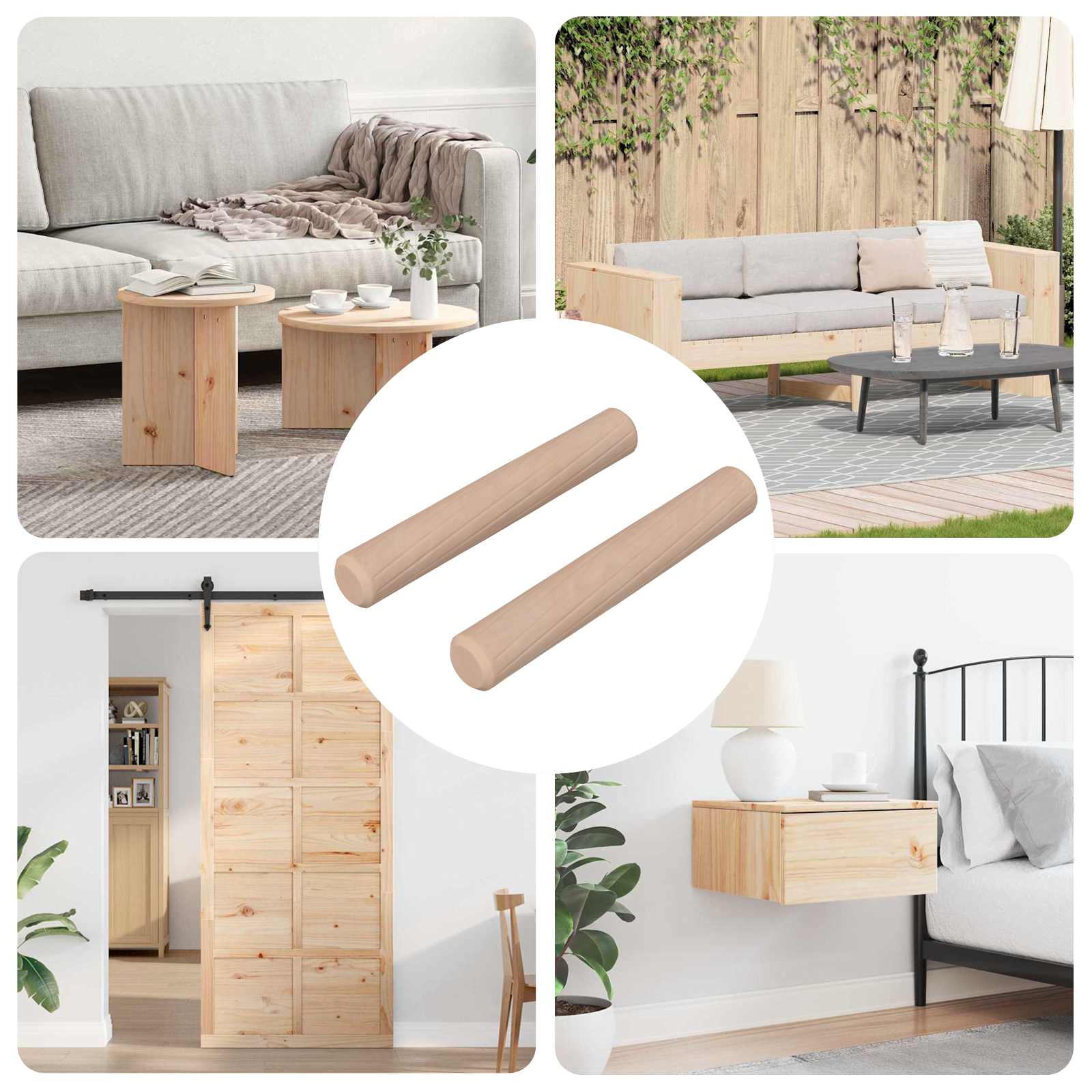 Dowel in legno 2 pcs Naturale Ø 6 x 40 mm Legno Massello 864364