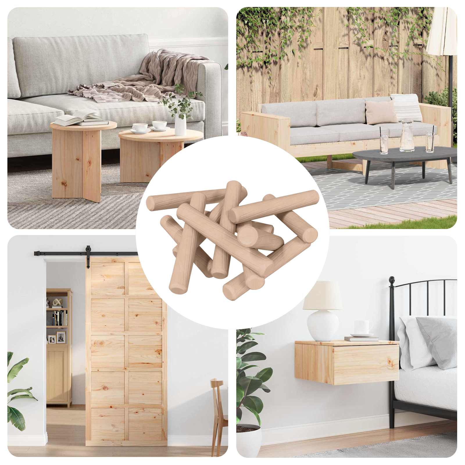 Dowel in legno 24000 pcs Marrone Legno massello 864366