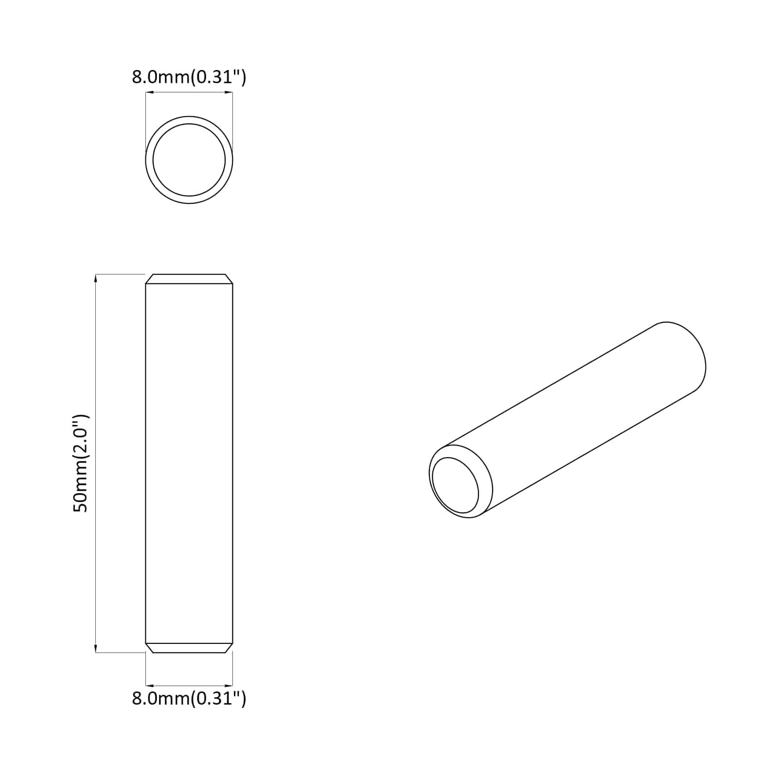 Dowel in legno 2 pcs Marrone Ø8 x 50 mm Legno massello 864370