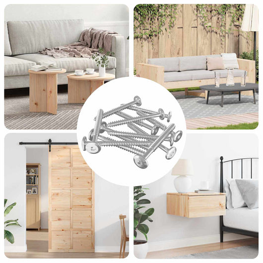 Viti in Legno 12 pcs Argento M6 x 70 mm Acciaio 864389