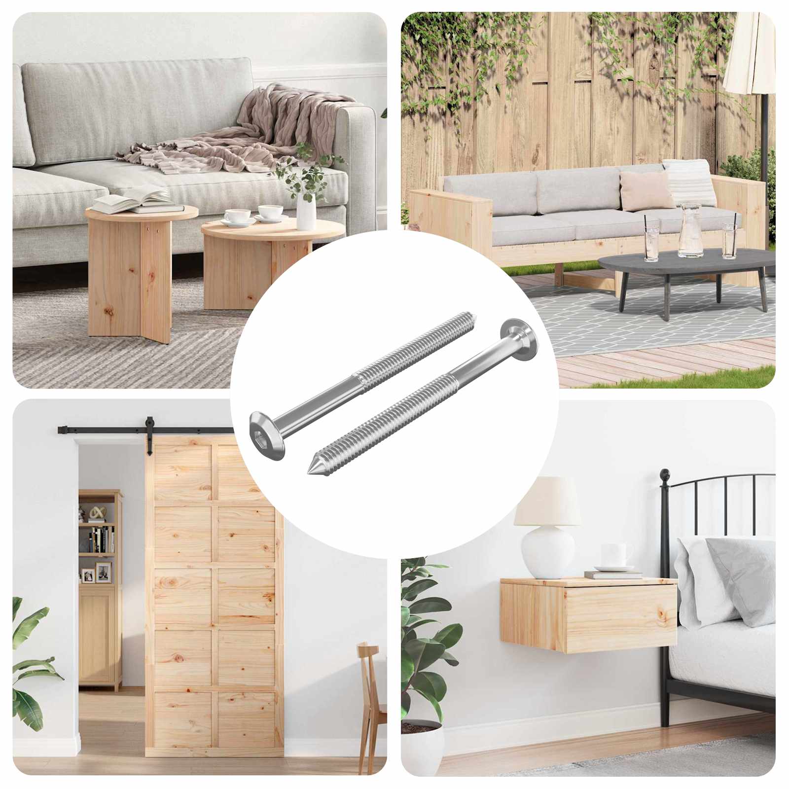 Viti per mobili 2 pcs Argento M6 x 73 mm Acciaio 864397