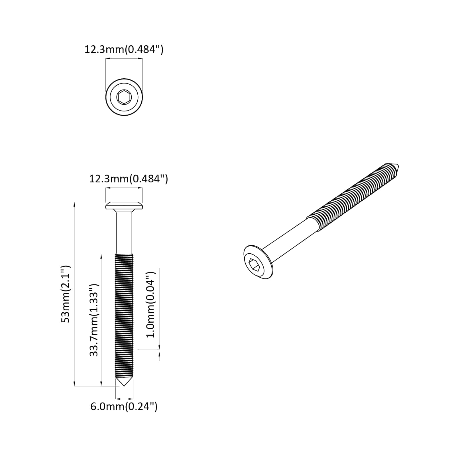 Vite 2 pcs Argento M6 x 50 mm Acciaio 864409