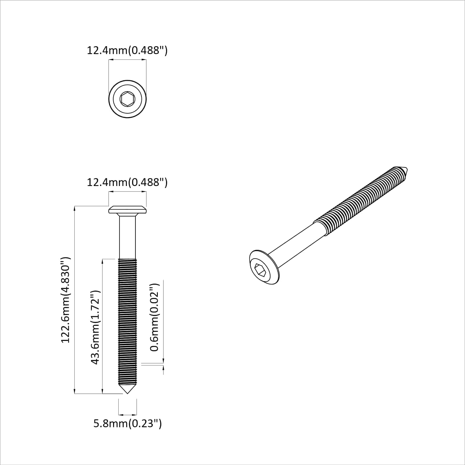 Vite 2 pcs Argento M6 x 120 mm Acciaio 864421