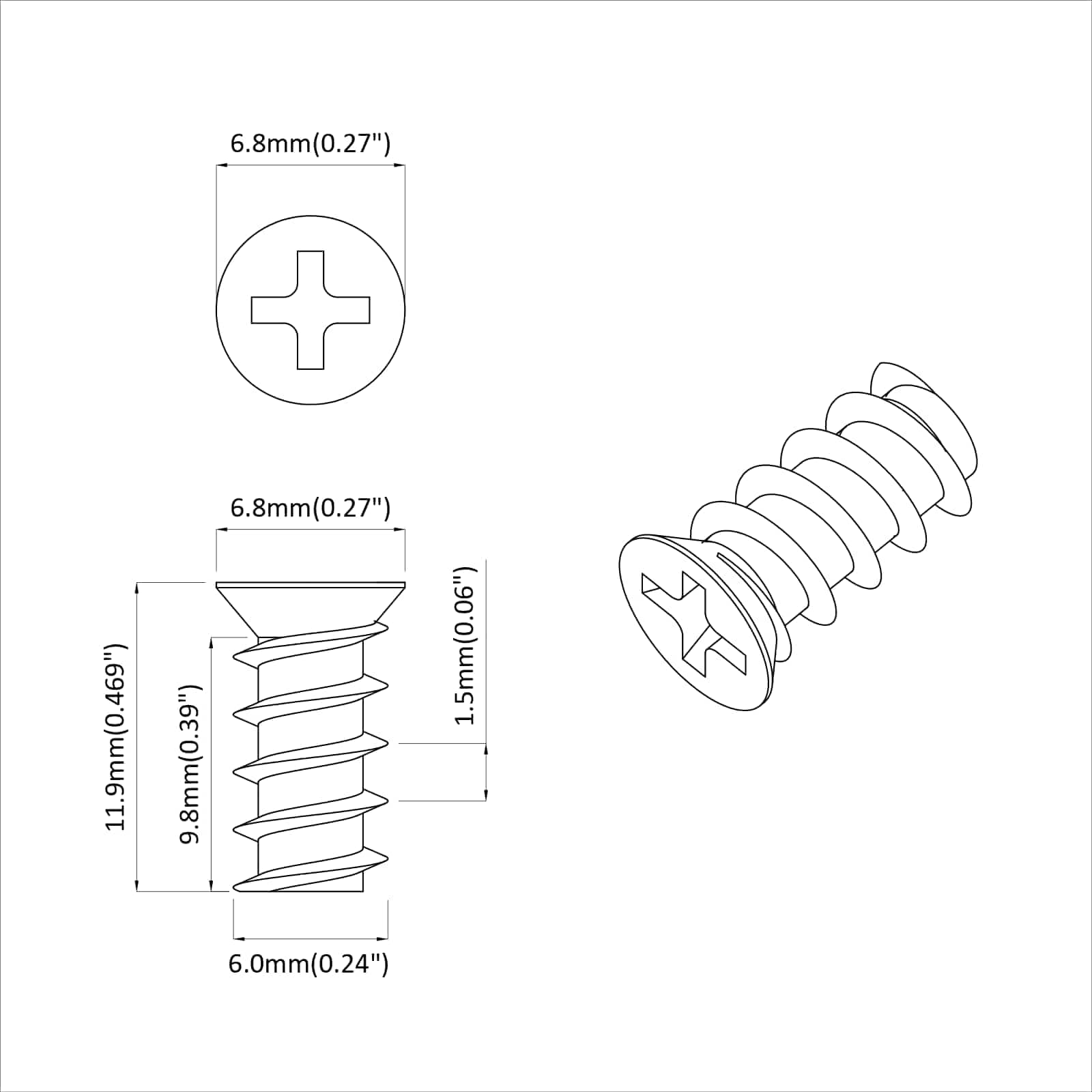 Vite 2 pcs Argento M6 x 12 mm Ferro 864484