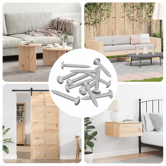 Viti in Legno 8451 pcs Argento Acciaio 864531