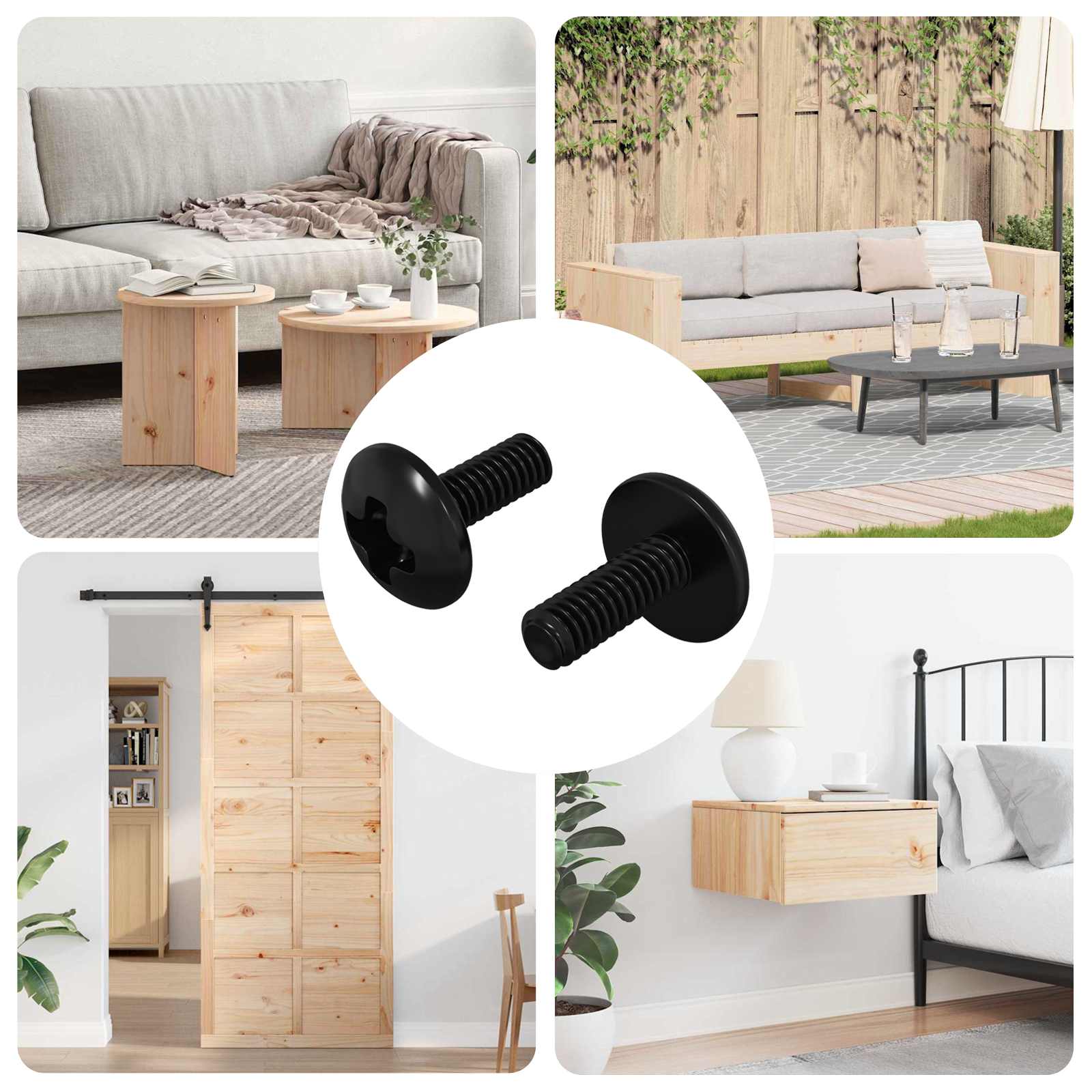 Viti a manica 2 pcs Nero M4 x 10 mm Acciaio 864532