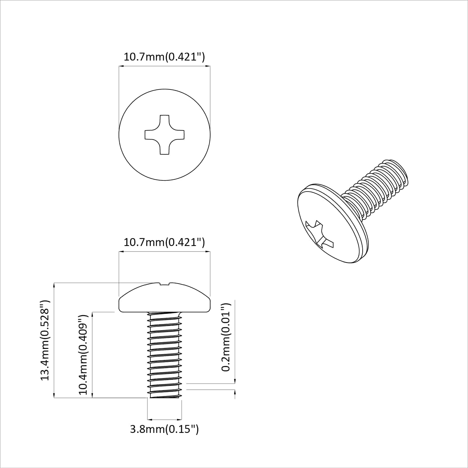 Viti a manica 2 pcs Nero M4 x 10 mm Acciaio 864532