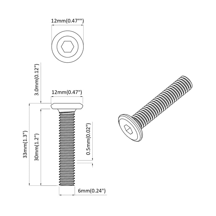 Vite con Testa Bloccante 2 pcs Argento M6 x 35 mm Acciaio 864577