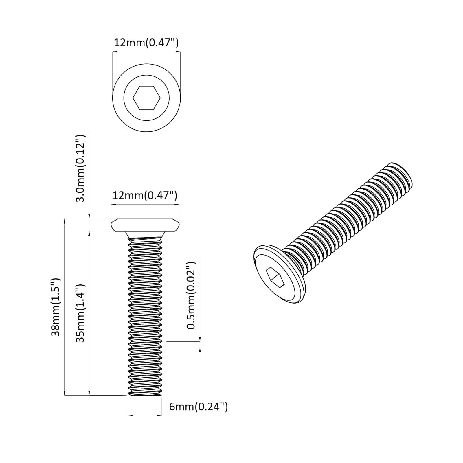 Vite con Testa Bloccante 2 pcs Argento M6 x 35 mm Acciaio 864580