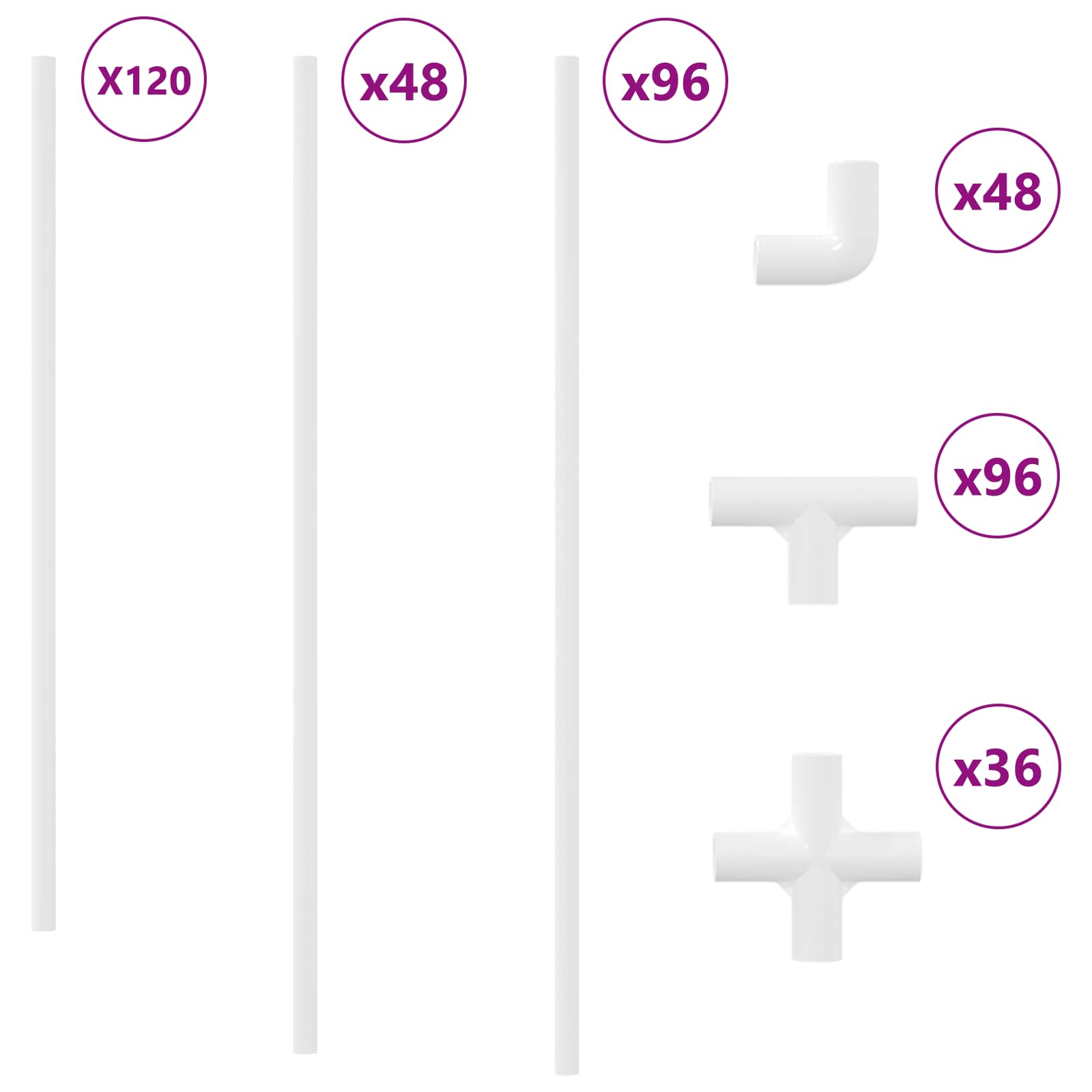 Tubo PVC 12 pcs Bianco 12,2 x 1,8 x 500 mm Mterialpp e PE 864619