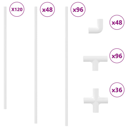 Tubo PVC 12 pcs Bianco 12,2 x 1,8 x 500 mm Mterialpp e PE 864619