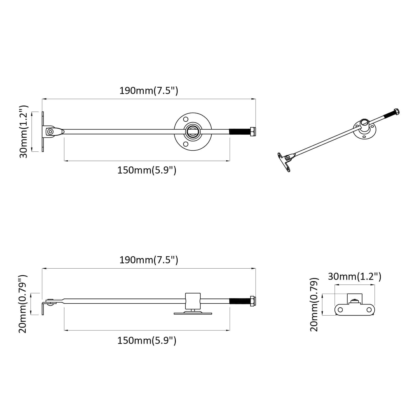 Struttura a Gas 2 pcs Argento 190 mm Ferro 864624