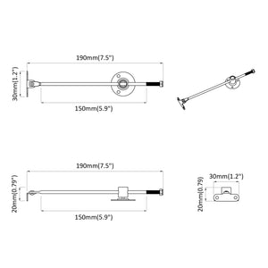 Struttura a Gas 2 pcs Argento 190 mm Ferro 864624