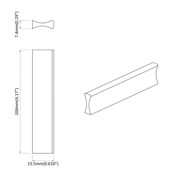 Manico 2 pcs Nero 106 x 7,4 x 15,5 mm Alluminio 864686