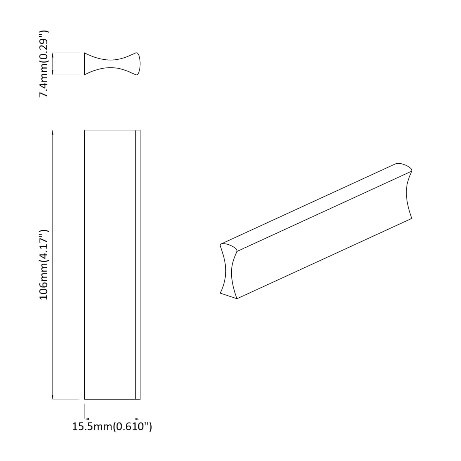 Manico 973 pcs Nero 106 x 7,4 x 15,5 mm Alluminio 864688