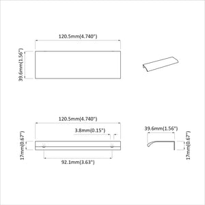 Manico 2 pcs Nero 120 x 39.6 x 17 mm Alluminio 864695