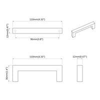 Maniglia per Mobili 2 pcs Nero 110 x 12 x 36 mm Ferro 864710
