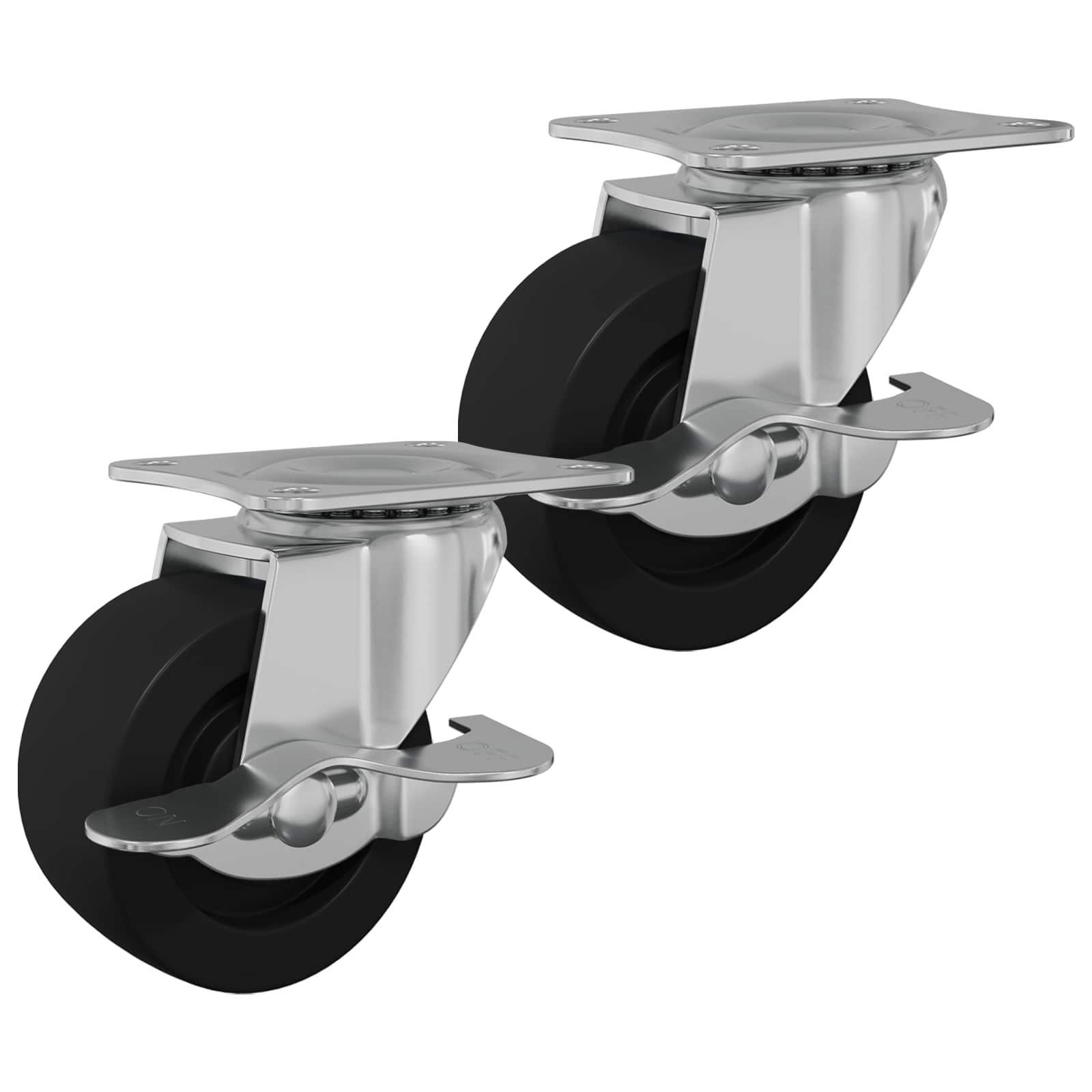 Ruota 2 pcs Nero e argento 63 x 48 x 46 mm Ferro e nylon 864760