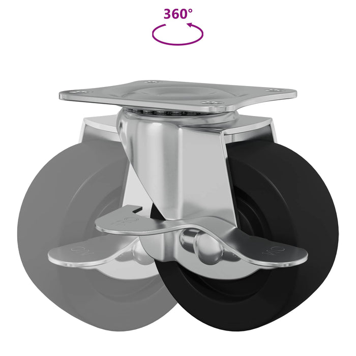 Ruota 2 pcs Nero e argento 63 x 48 x 46 mm Ferro e nylon 864760