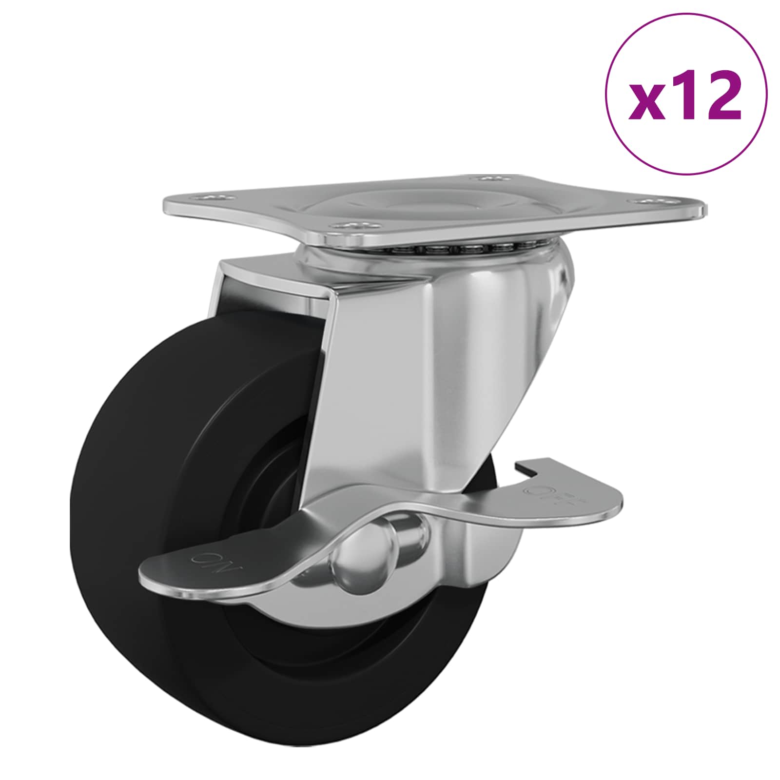 Ruota 12 pcs Nero e argento 63 x 48 x 46 mm Ferro e nylon 864761