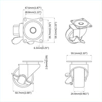 Ruota 12 pcs Nero e argento 63 x 48 x 46 mm Ferro e nylon 864761