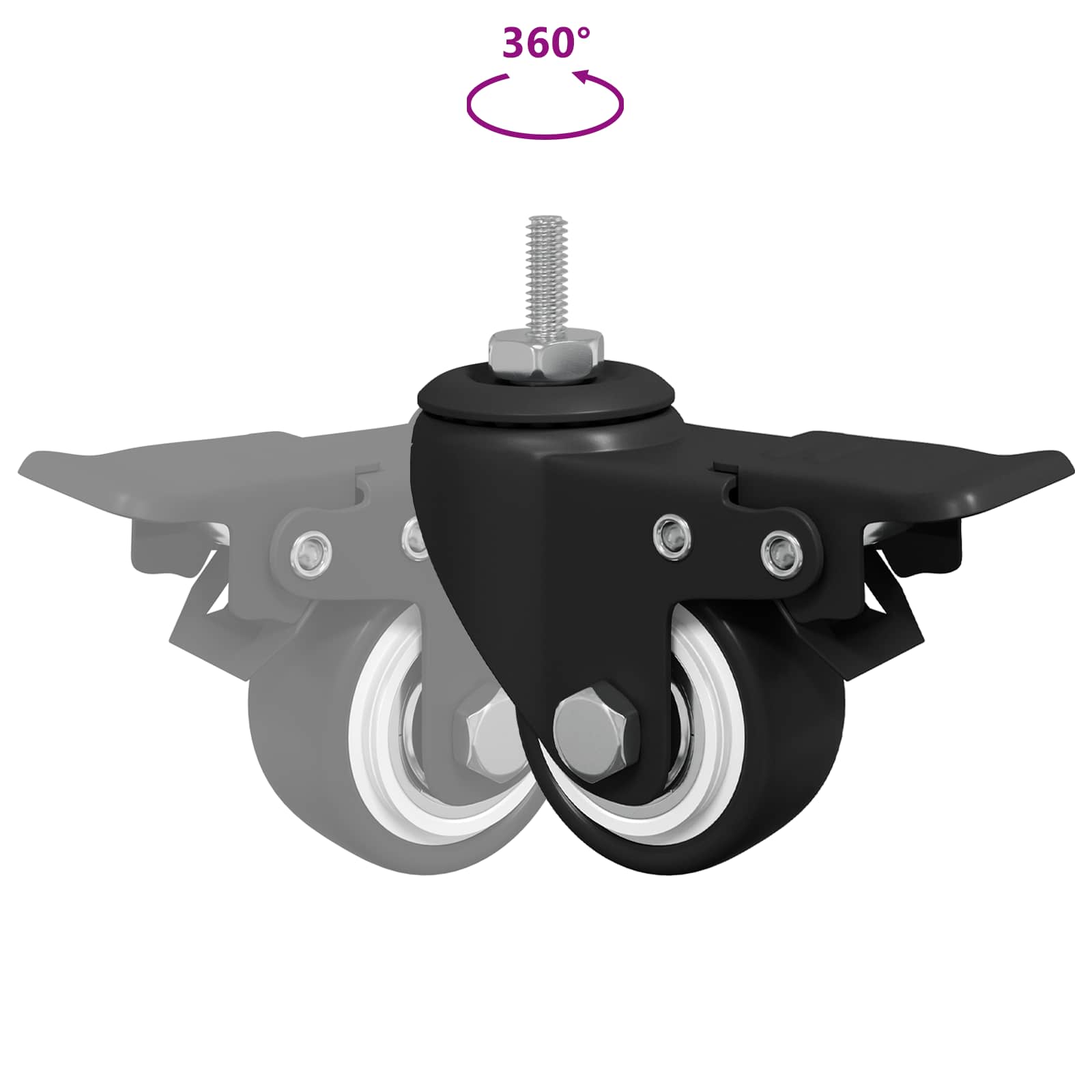 Ruote 2 pcs Nero M6 x 1.5 mm Ferro e nylon 864764