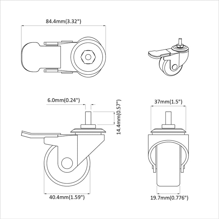 Ruote 12 pcs Nero M6 x 1.5 mm Ferro e nylon 864765