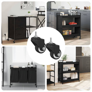 Rullo girevole 2 pcs Nero M6 mm Ferro e nylon 864766