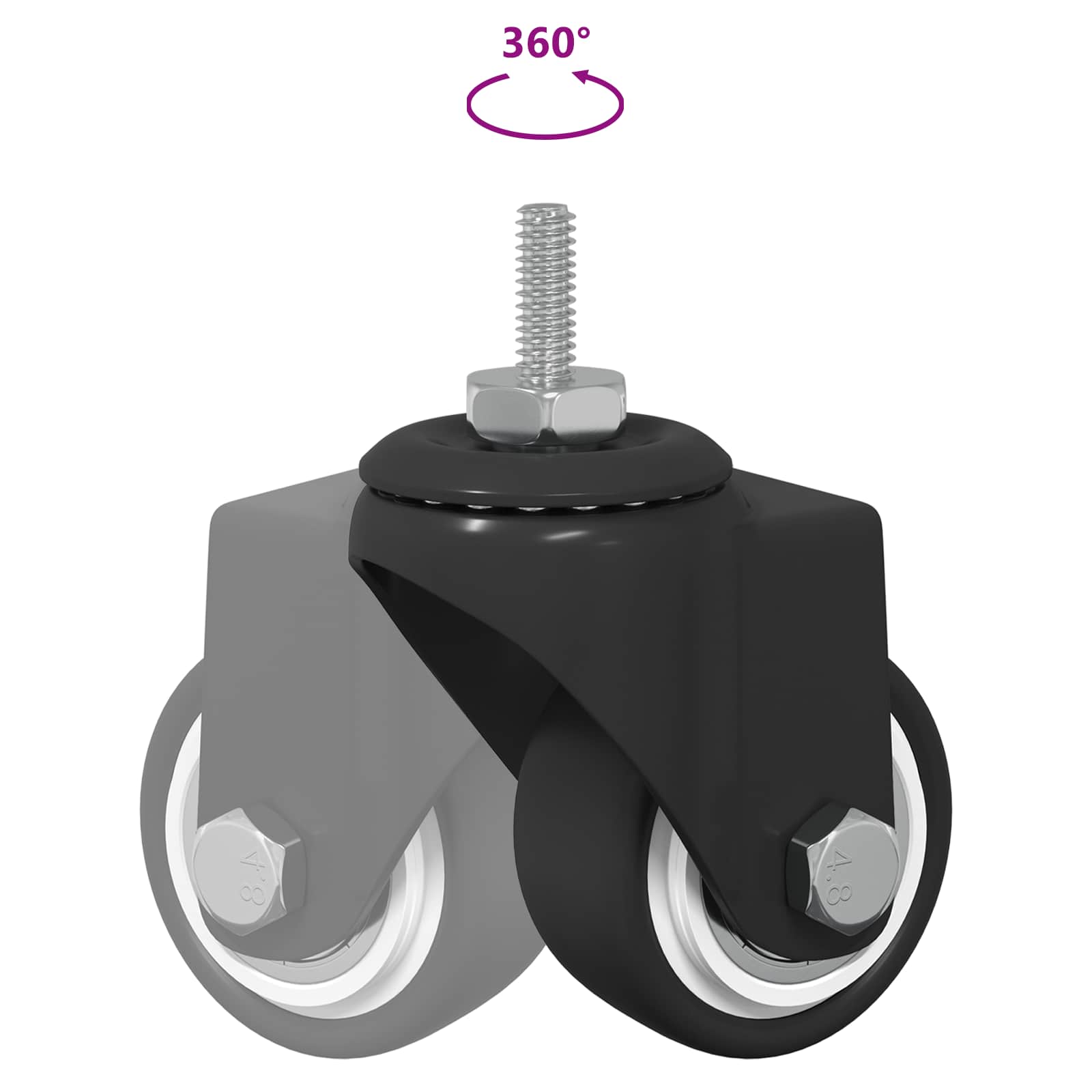 Rullo girevole 2 pcs Nero M6 mm Ferro e nylon 864766