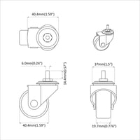 Rullo girevole 2 pcs Nero M6 mm Ferro e nylon 864766