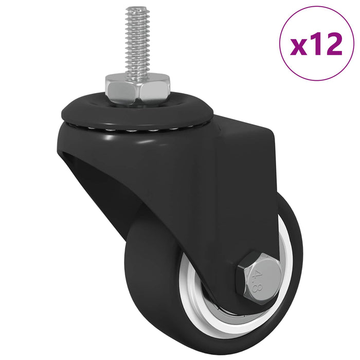 Rullo girevole 12 pcs Nero M6 mm Ferro e nylon 864767