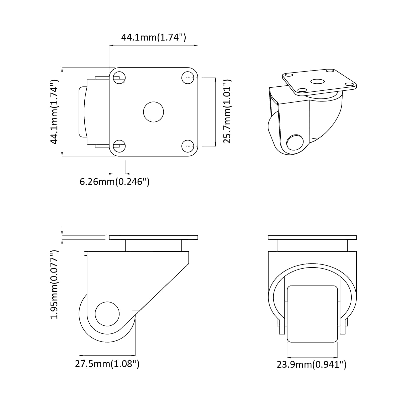 Ruota 12 pcs Argento 50 mm Nylon 864769