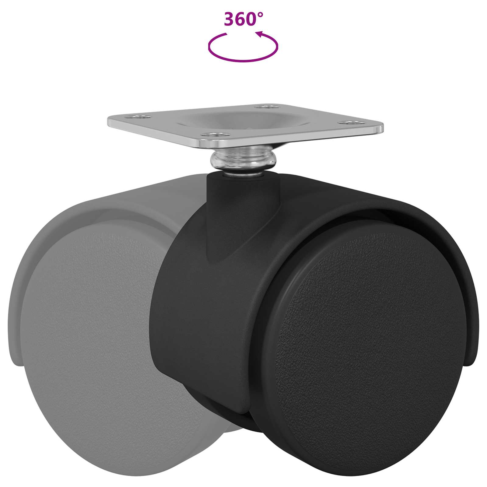 Rullo girevole 2 pcs Nero 54 mm Ferro e PP 864770