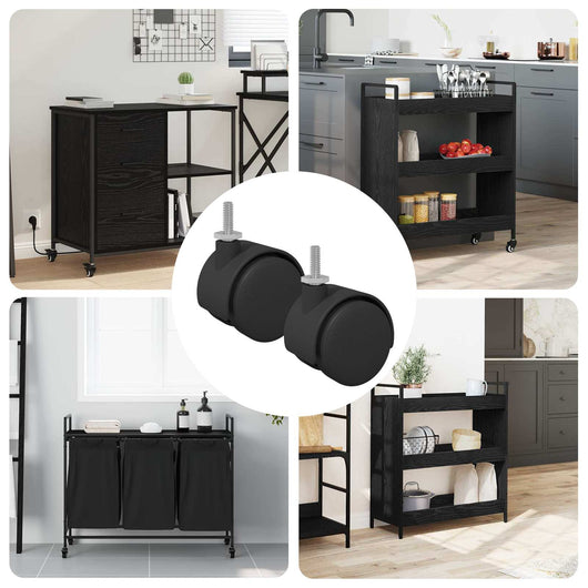 Ruota 2 pcs Nero e Argento 37,8 x 40 mm Ferro e PP 864774