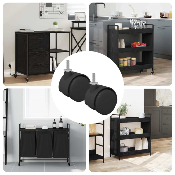 Ruota 2 pcs Nero e Argento 37,8 x 40 mm Ferro e PP 864774