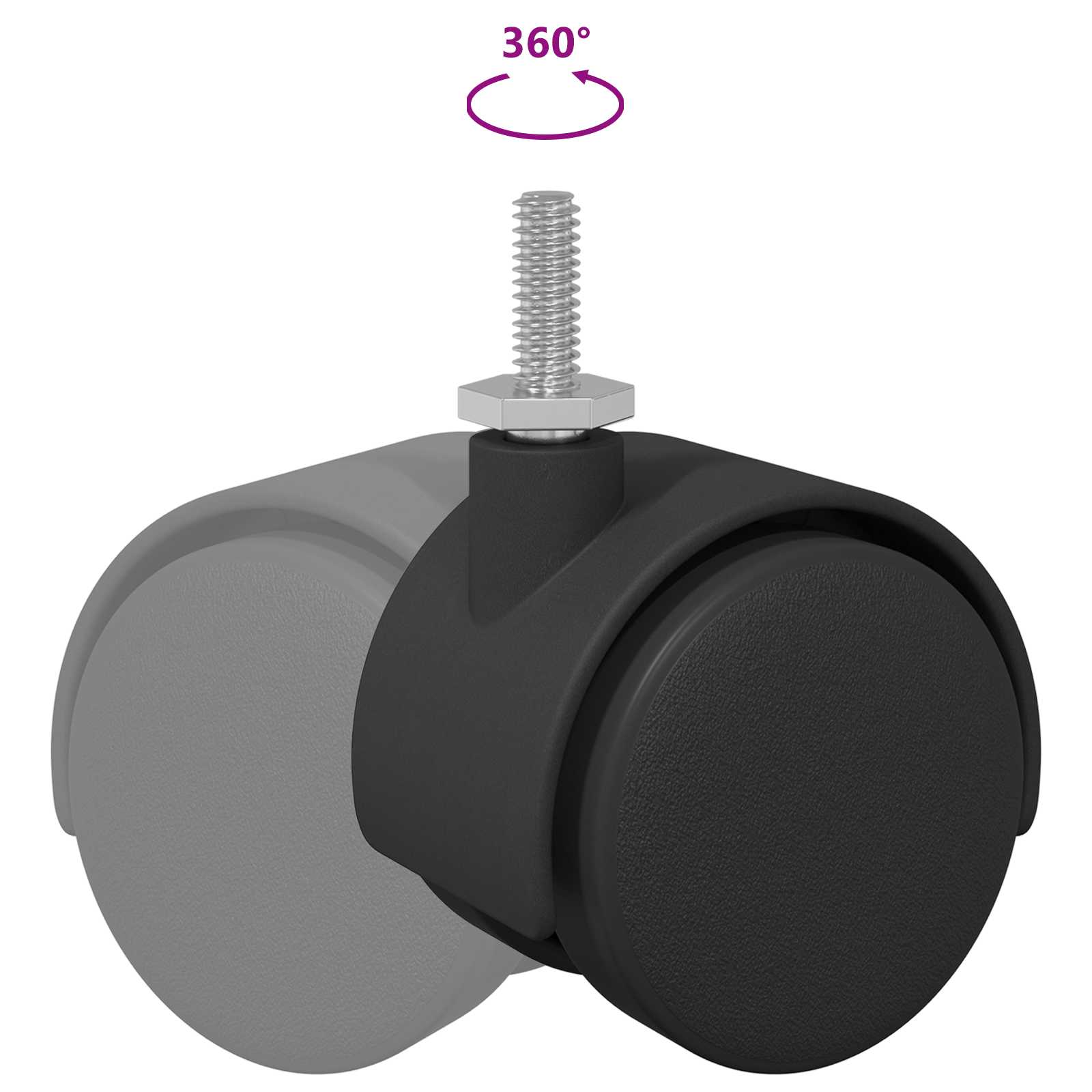 Ruota 2 pcs Nero e Argento 37,8 x 40 mm Ferro e PP 864774